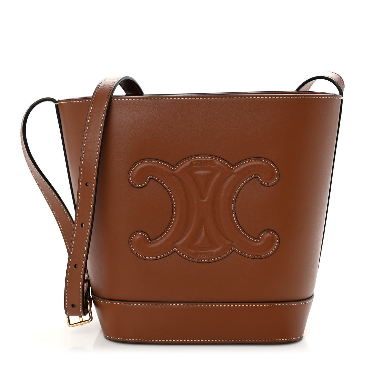 Smooth Calfskin Small Cuir Triomphe Bucket Bag Tan