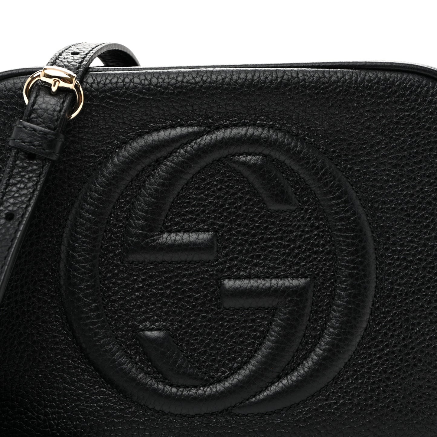 Pebbled Calfskin Small Soho Disco Bag Black