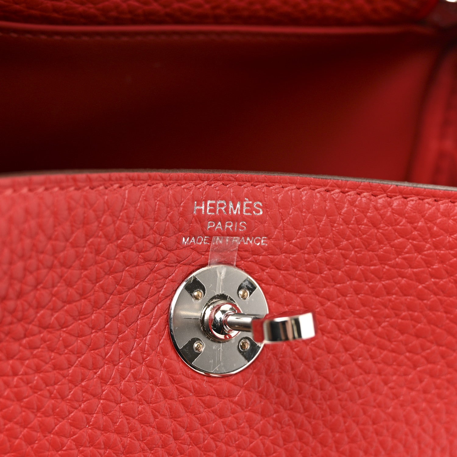 Hermes Taurillon Clemence Mini Lindy 20 Rouge Radieux 6 of 10