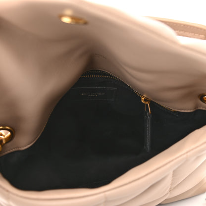 Saint Laurent Lambskin Quilted Small Loulou Puffer Monogram Chain Satchel Dark Beige 5 of 11