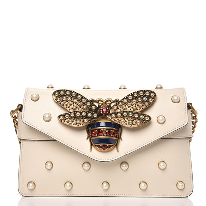 Gucci Nappa Pearl Studded Mini Queen Margaret Broadway Shoulder Bag Mystic White 3 of 9