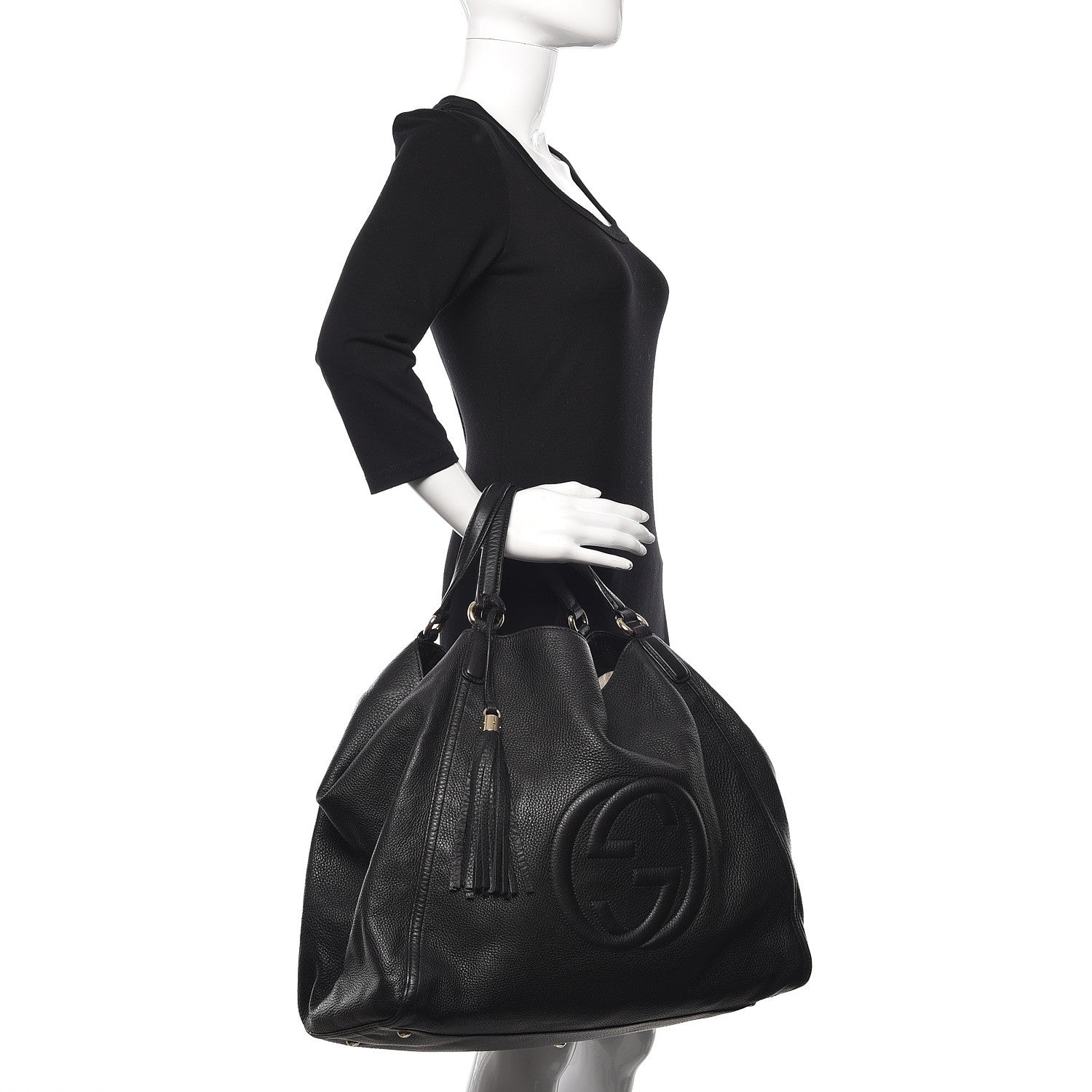 Gucci Pebbled Calfskin Large Soho Shoulder Bag Black 2 of 12