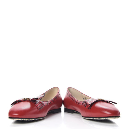 Gucci Malaga Kid Elaphe Yva Ballet Flats 38 Hibiscus Red 9 of 11