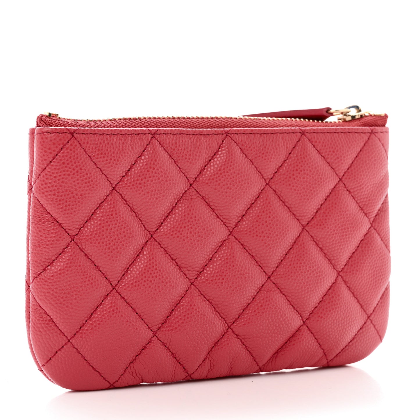 Caviar Quilted Small Cosmetic Case Dark Pink