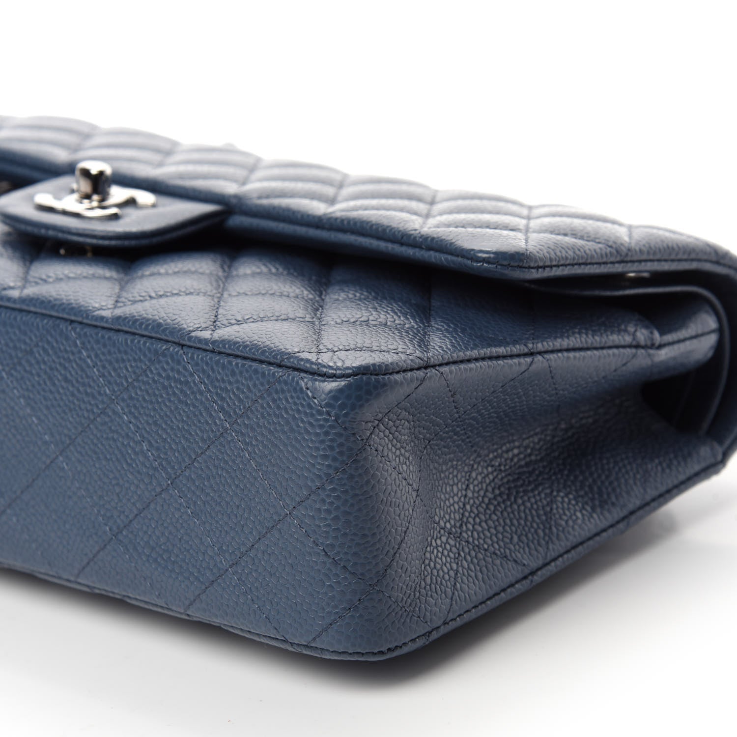 Chanel Caviar Quilted Medium Double Flap Dark Blue 8 of 12