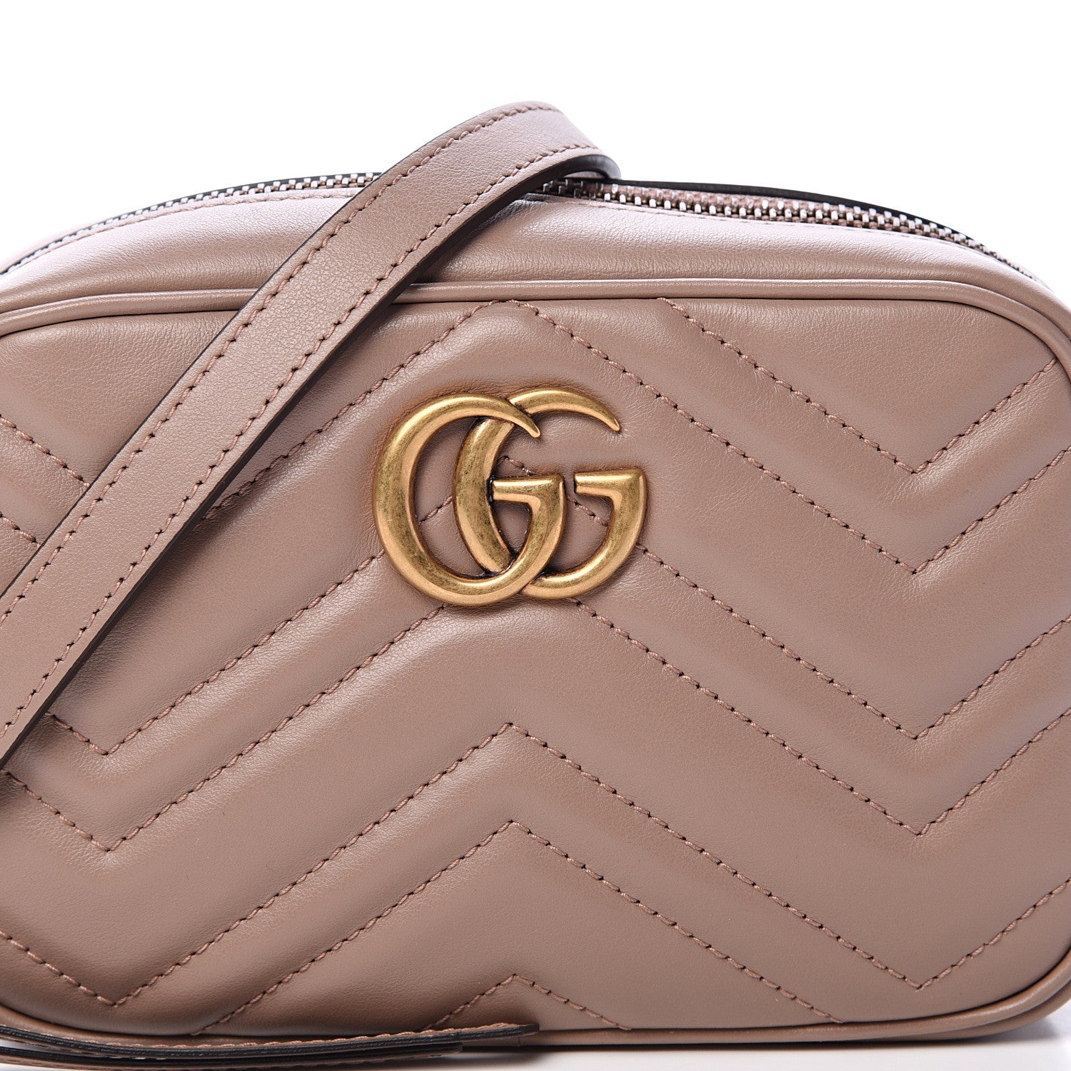 Gucci Calfskin Matelasse Mini GG Marmont Chain Shoulder Bag Porcelain Rose 7 of 9