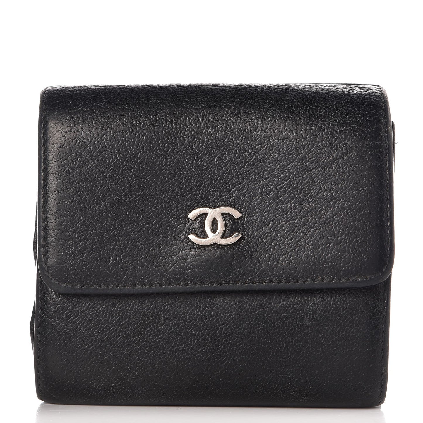 Goatskin Compact CC Wallet Black