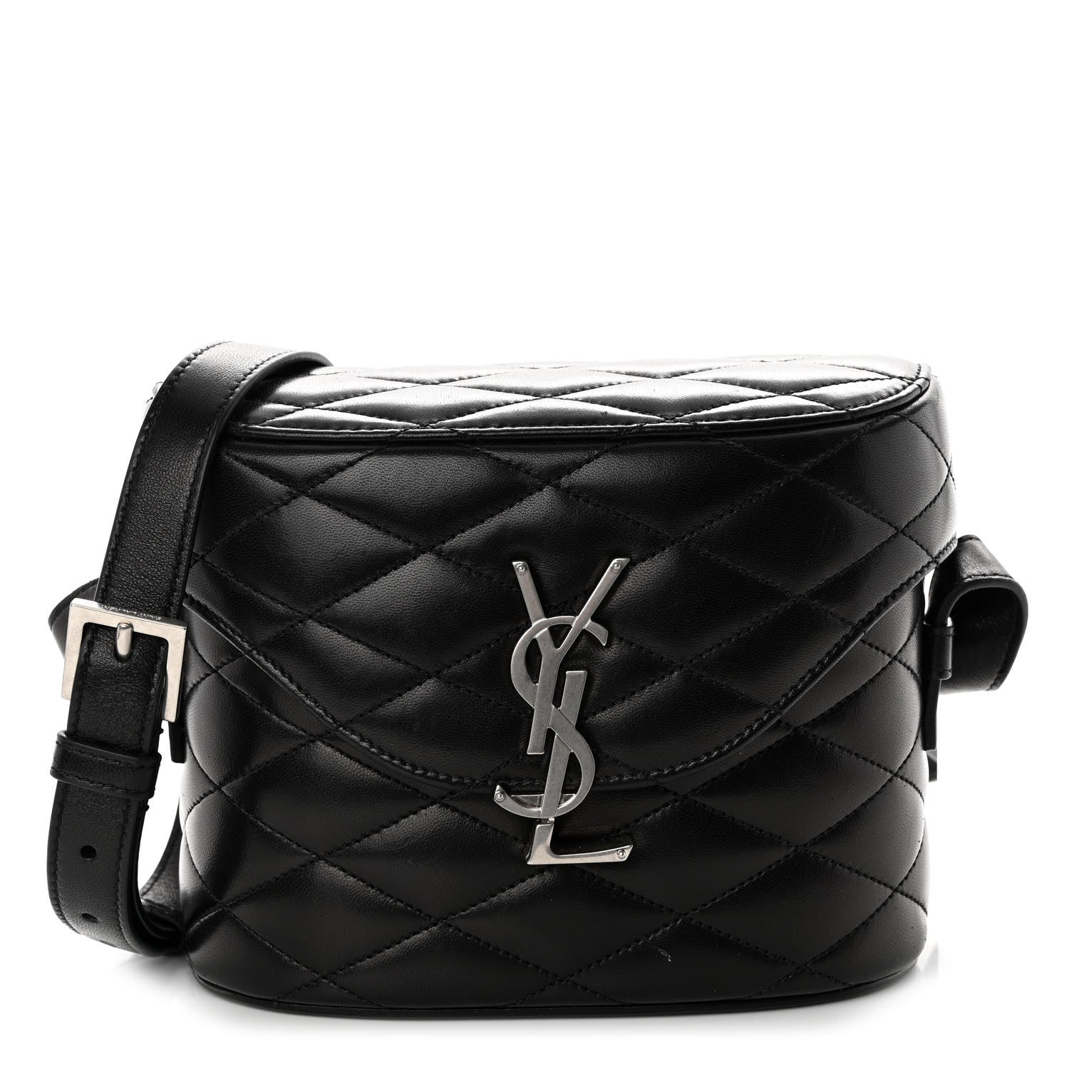 Saint Laurent Lambskin Quilted Monogram June Box Bag Black 1 of 10