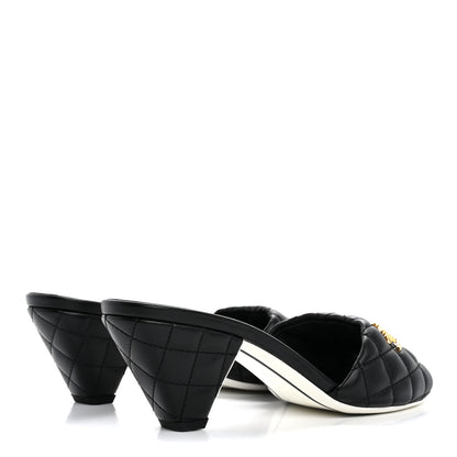 Chanel Lambskin Quilted Textured CC Mules 38.5 Black 5 of 10