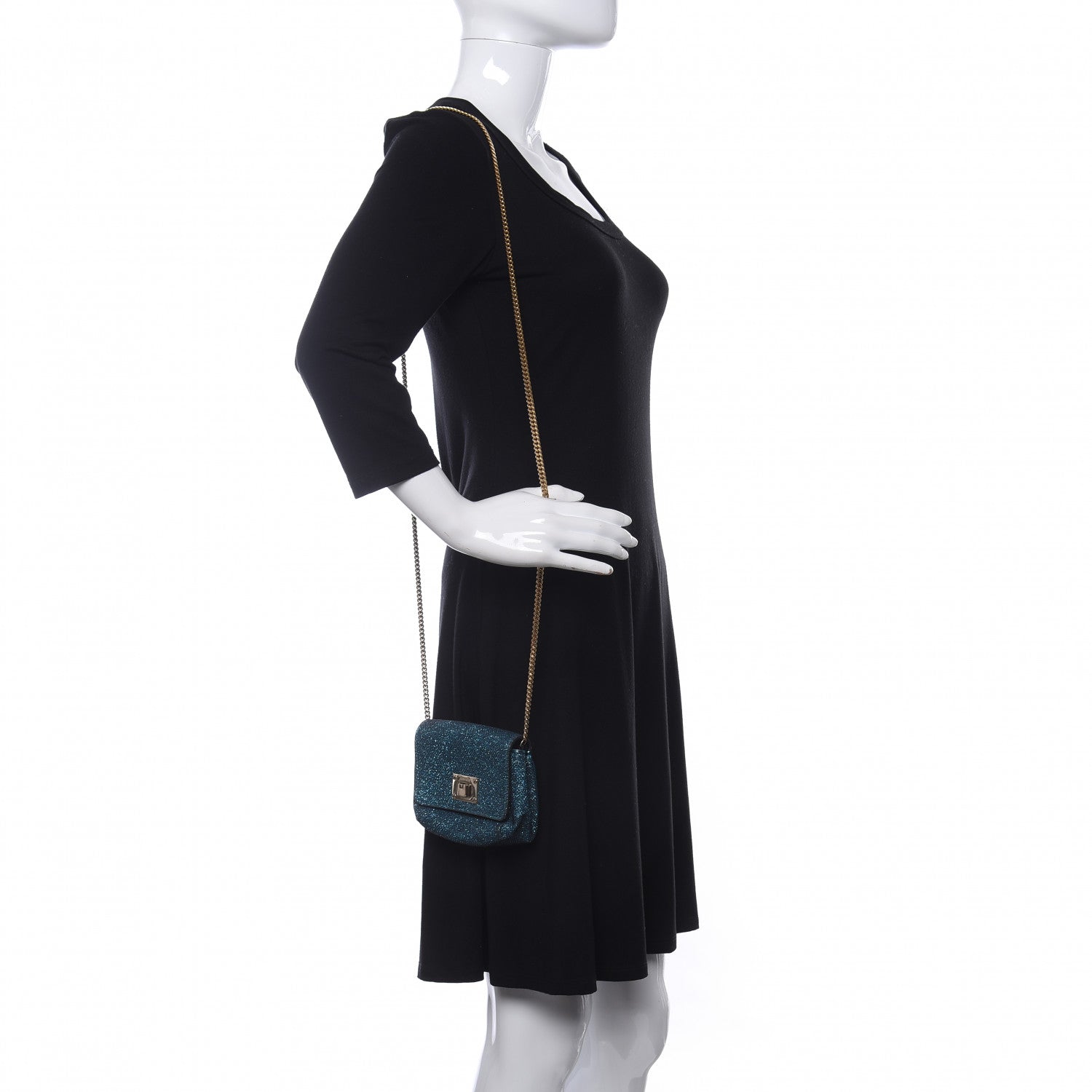 Jimmy Choo Lame Glitter Mini Ruby Chain Crossbody Blue 2 of 9