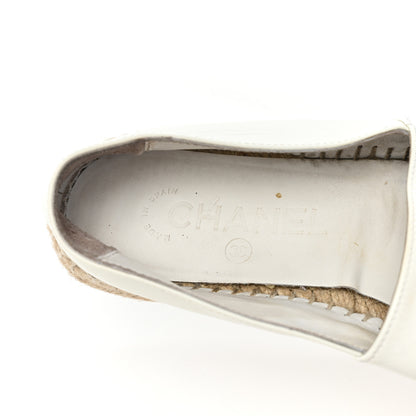 Chanel Patent Calfskin Crystal CC Espadrilles 37 White Black 7 of 16