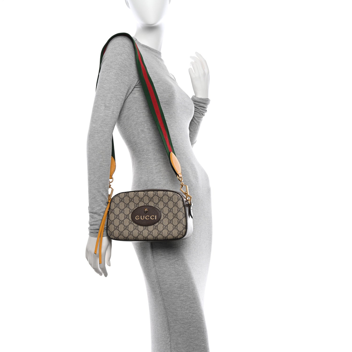 Gucci GG Supreme Monogram Web Neo Vintage Shoulder Bag Beige New Acero Crop 2 of 11