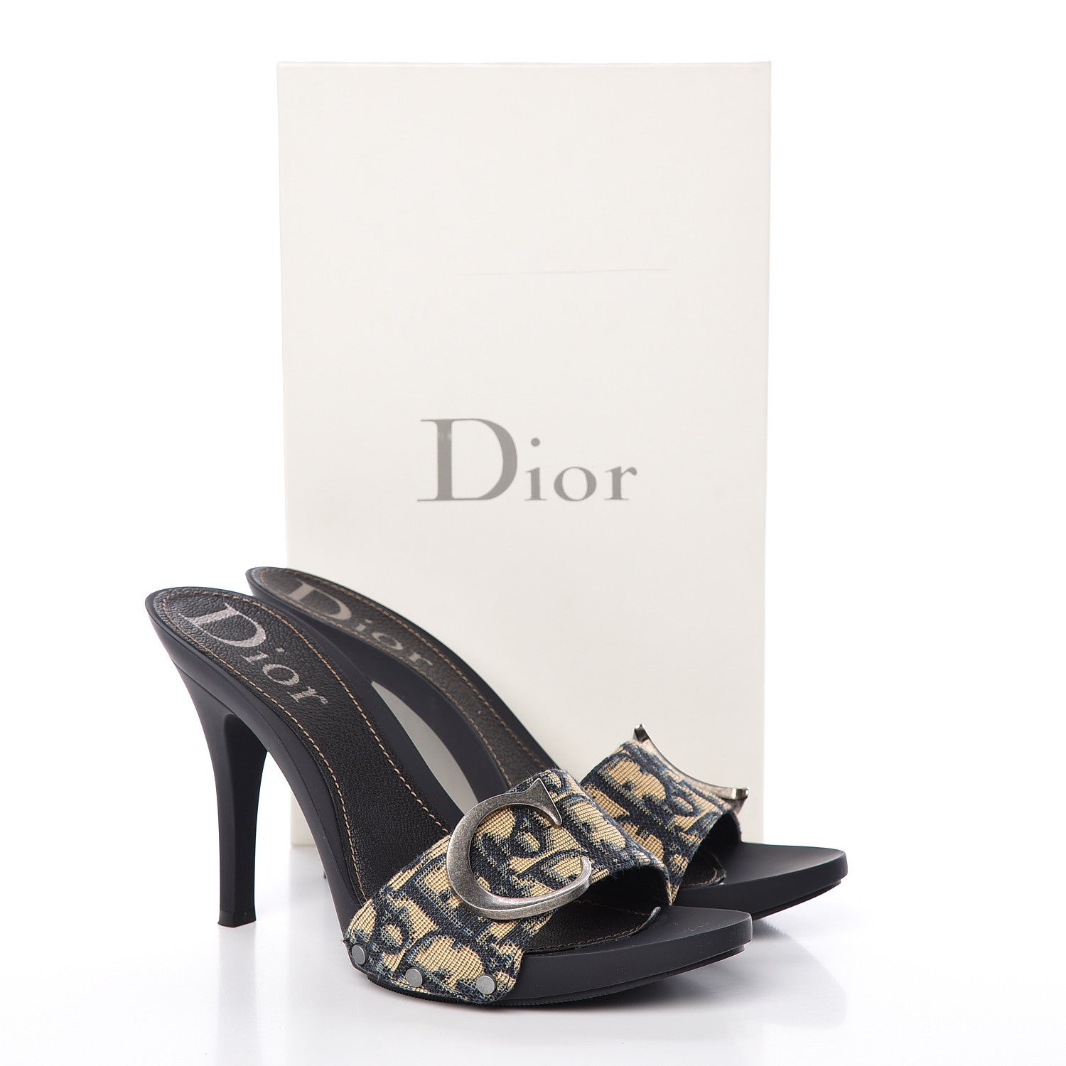 Christian Dior Canvas Monogram Sandals 38.5 Blue Marine 11 of 11
