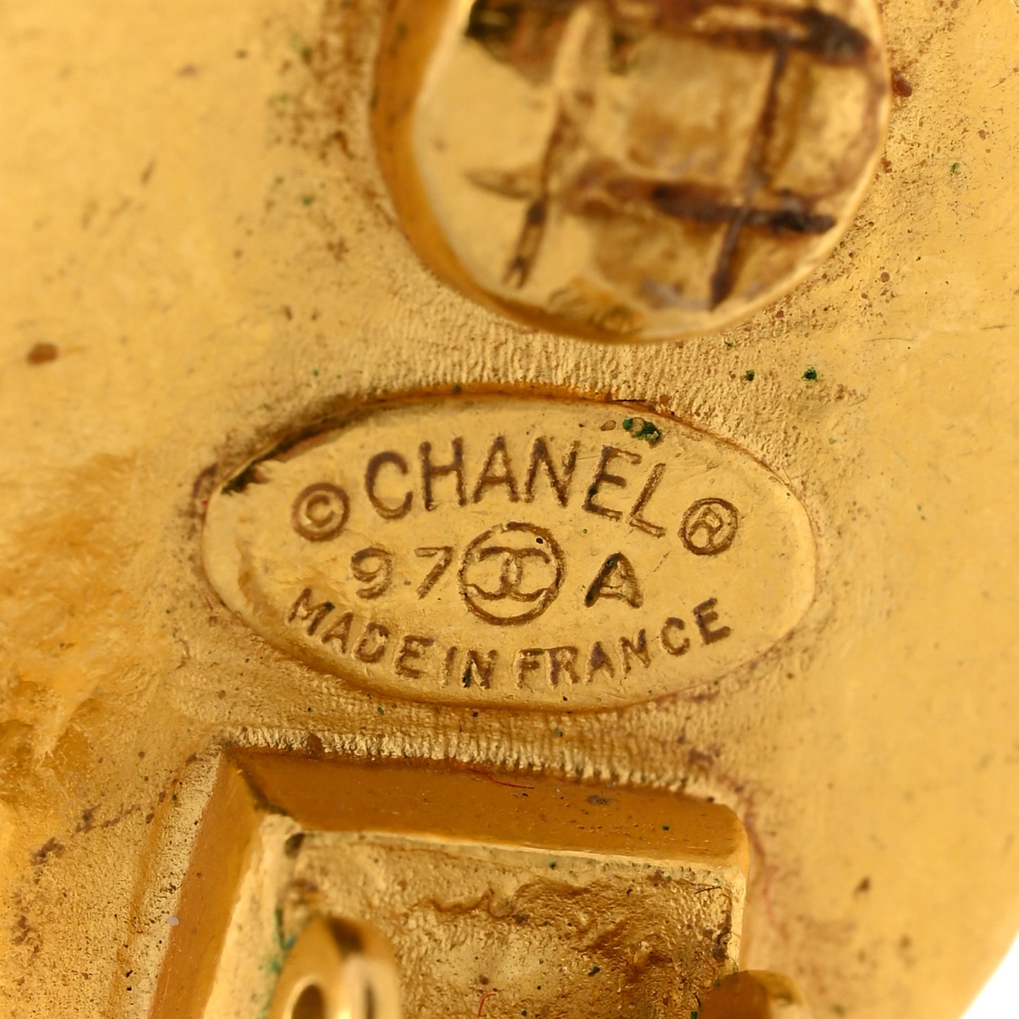 Pearl CC Dangle Clip On Earrings Gold