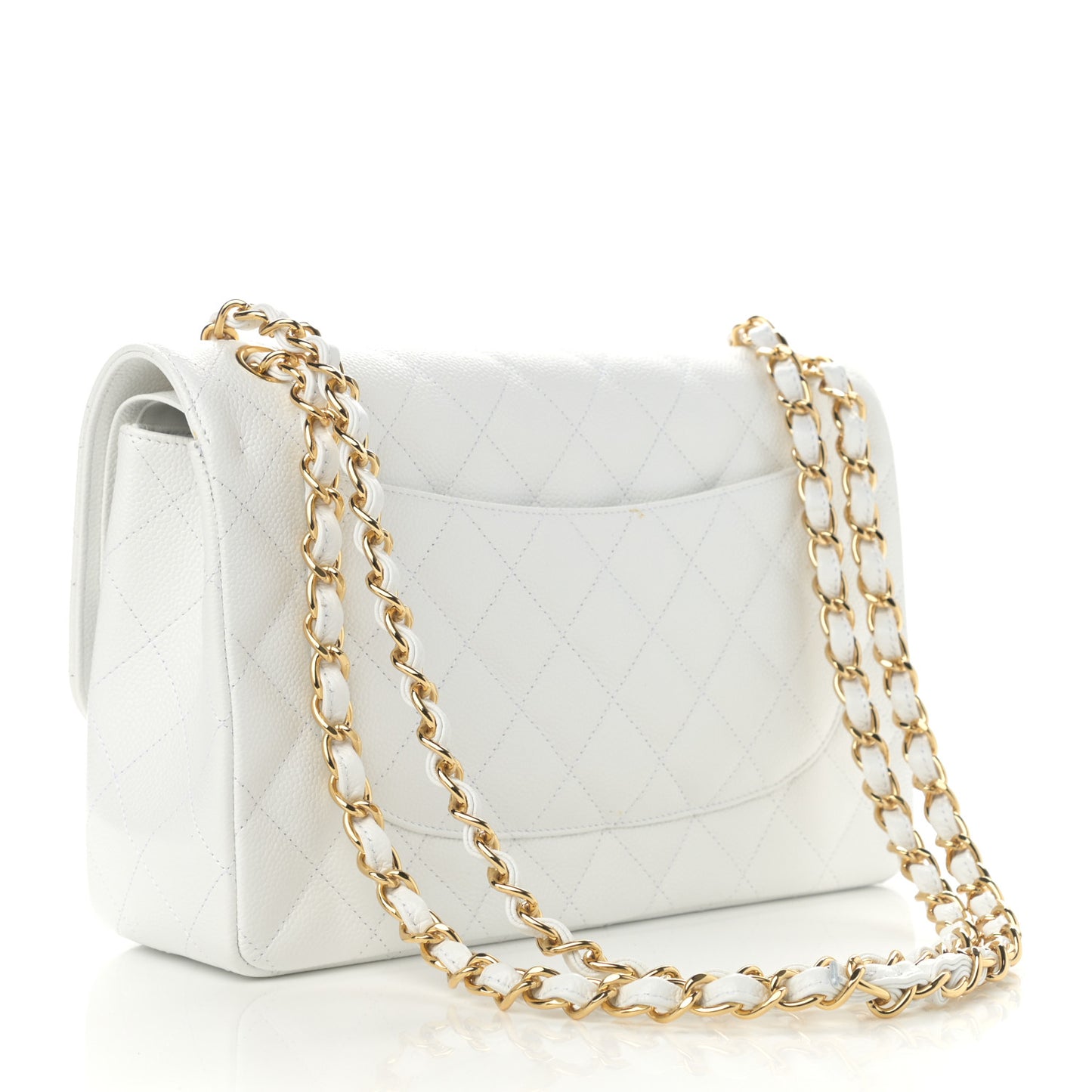 Caviar Quilted Jumbo Double Flap White