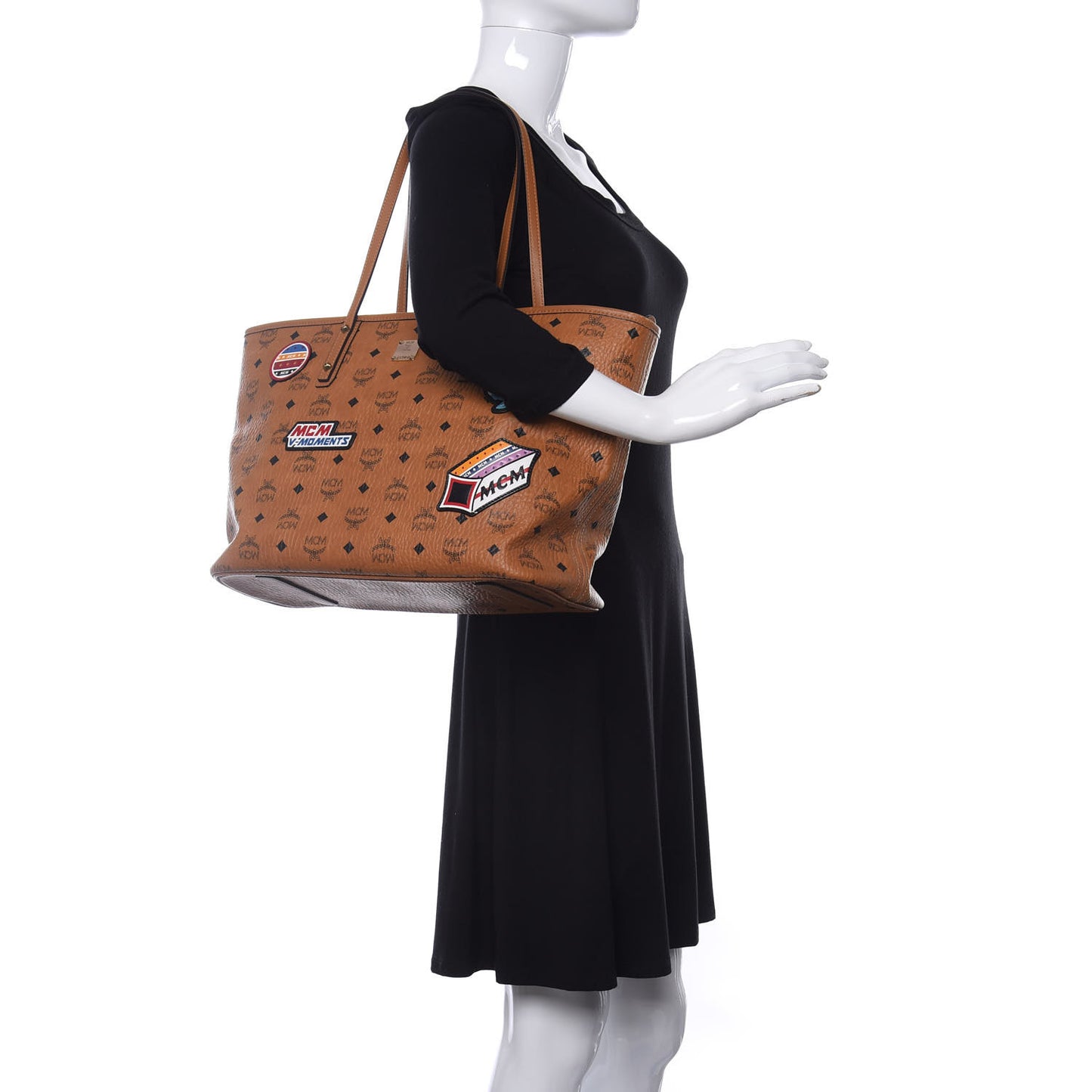 Visetos Medium Anya Essential Victory Patch Shopper Tote Cognac