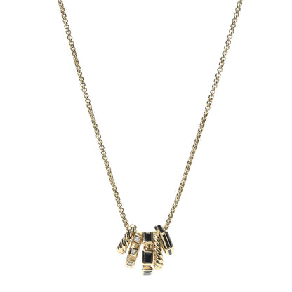 David Yurman 18K Yellow Gold Diamond Black Spinel Enamel Stax Pendant Necklace 1 of 5