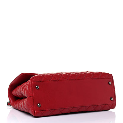 Chanel Caviar Quilted Medium Coco Handle Flap Red 3 of 4