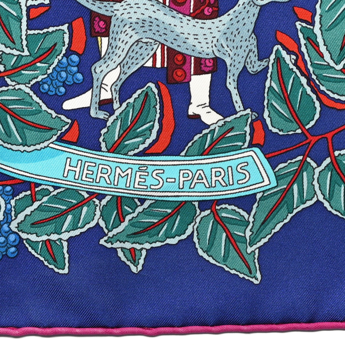 Silk La Promenade de Platon Scarf 90 Indigo Rouge Turquoise
