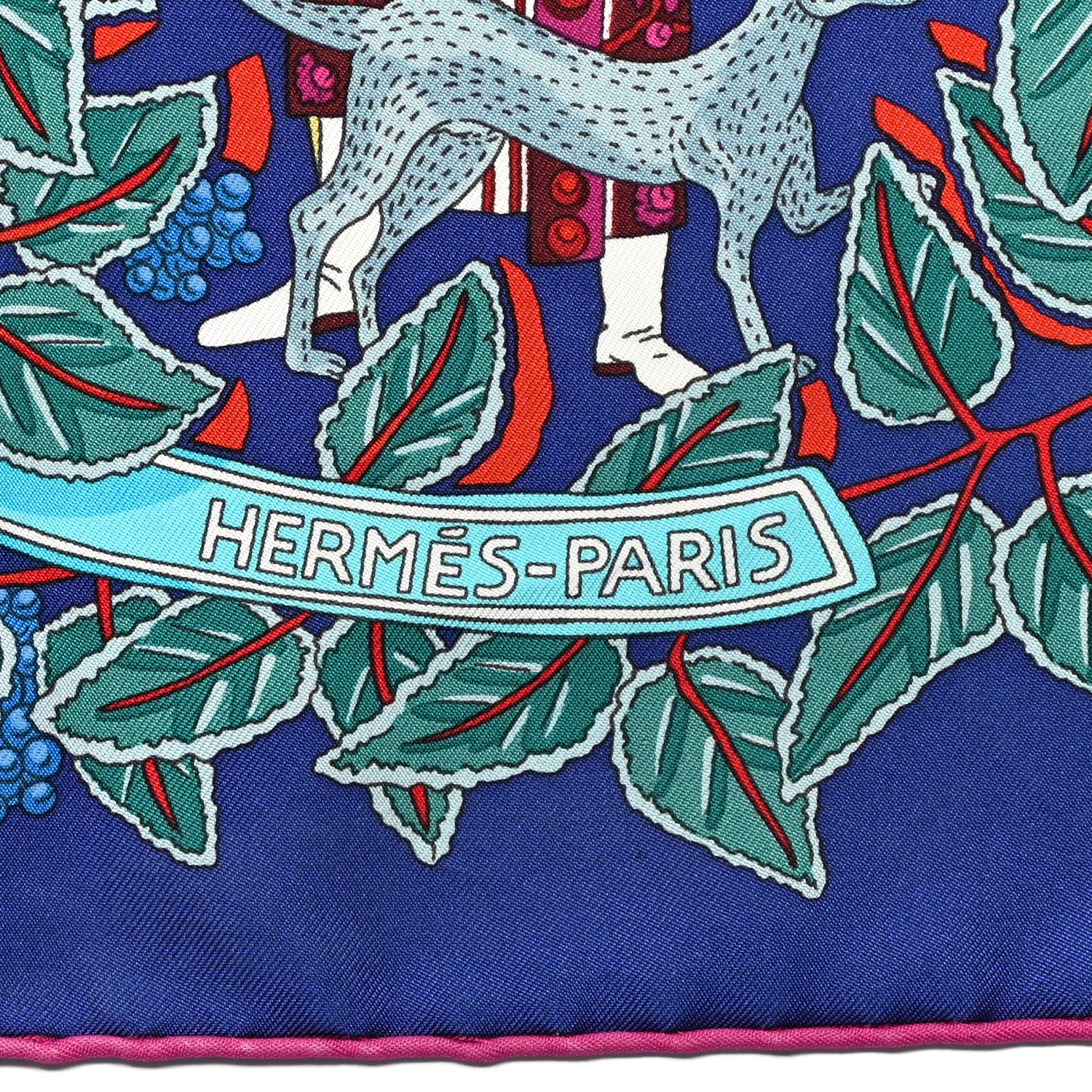 Hermes Silk La Promenade de Platon Scarf 90 Indigo Rouge Turquoise 2 of 5