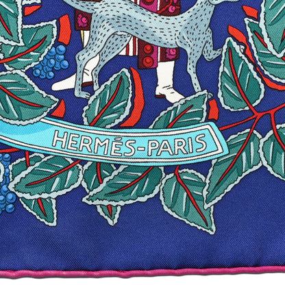 Hermes Silk La Promenade de Platon Scarf 90 Indigo Rouge Turquoise 2 of 5