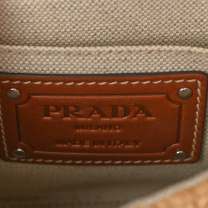 Prada Raffia Vitello Flap Shoulder Bag Naturale Cognac 6 of 8