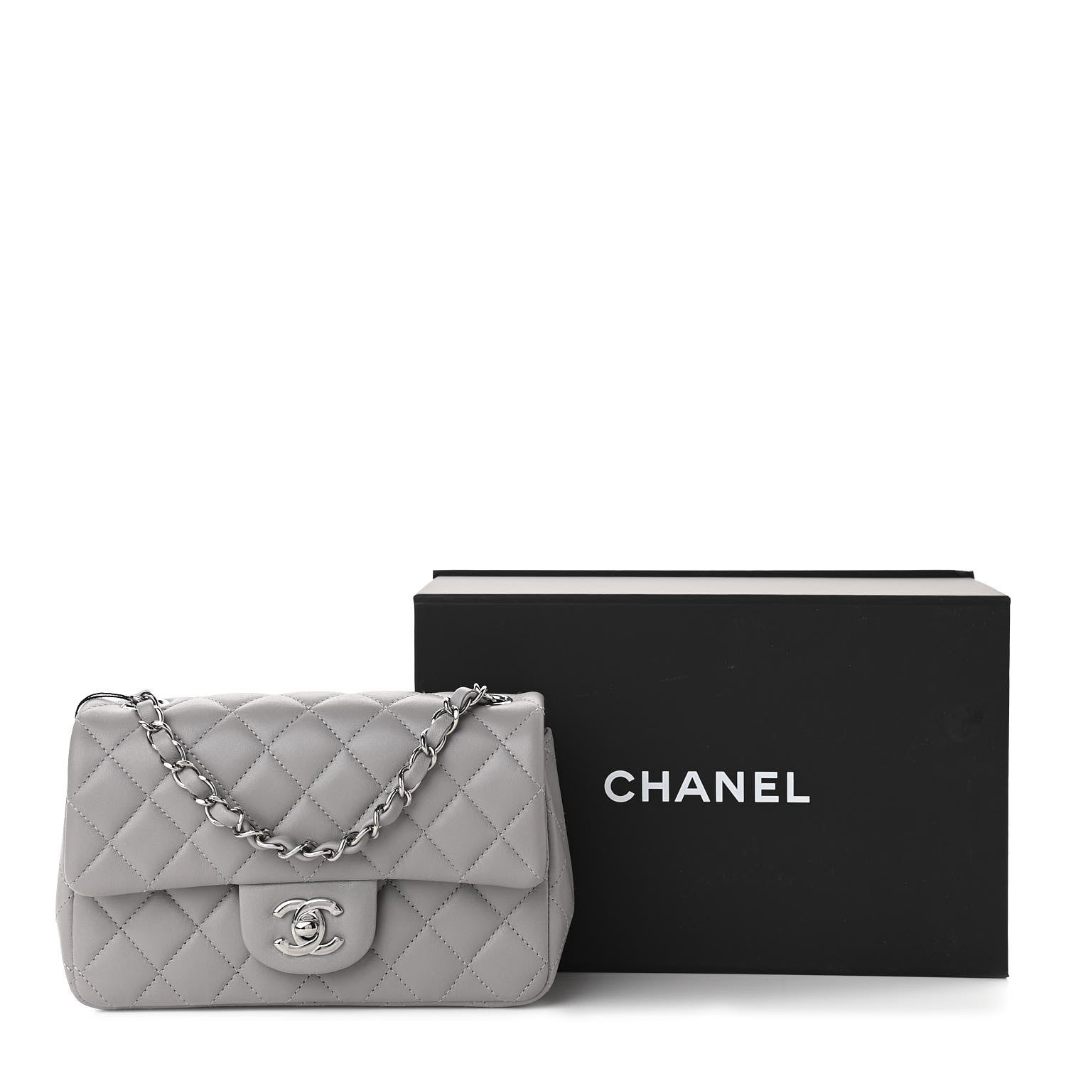 Chanel Lambskin Quilted Mini Rectangular Flap Grey 11 of 11