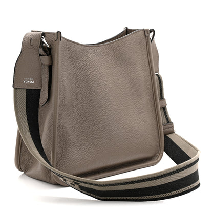 Prada Vitello Daino Soft Hobo Messenger Bag Argilla 3 of 9