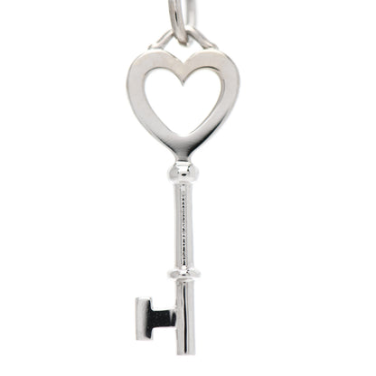 Tiffany 18K White Gold Diamond Heart Key Pendant 4 of 5