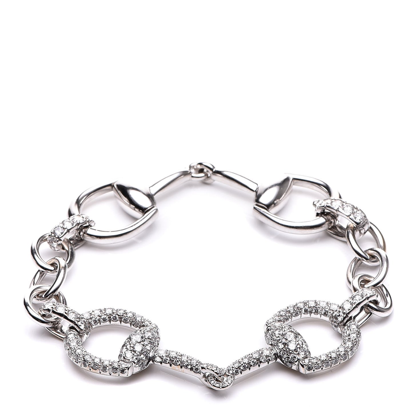 18K White Gold Diamond Horsebit Bracelet 18