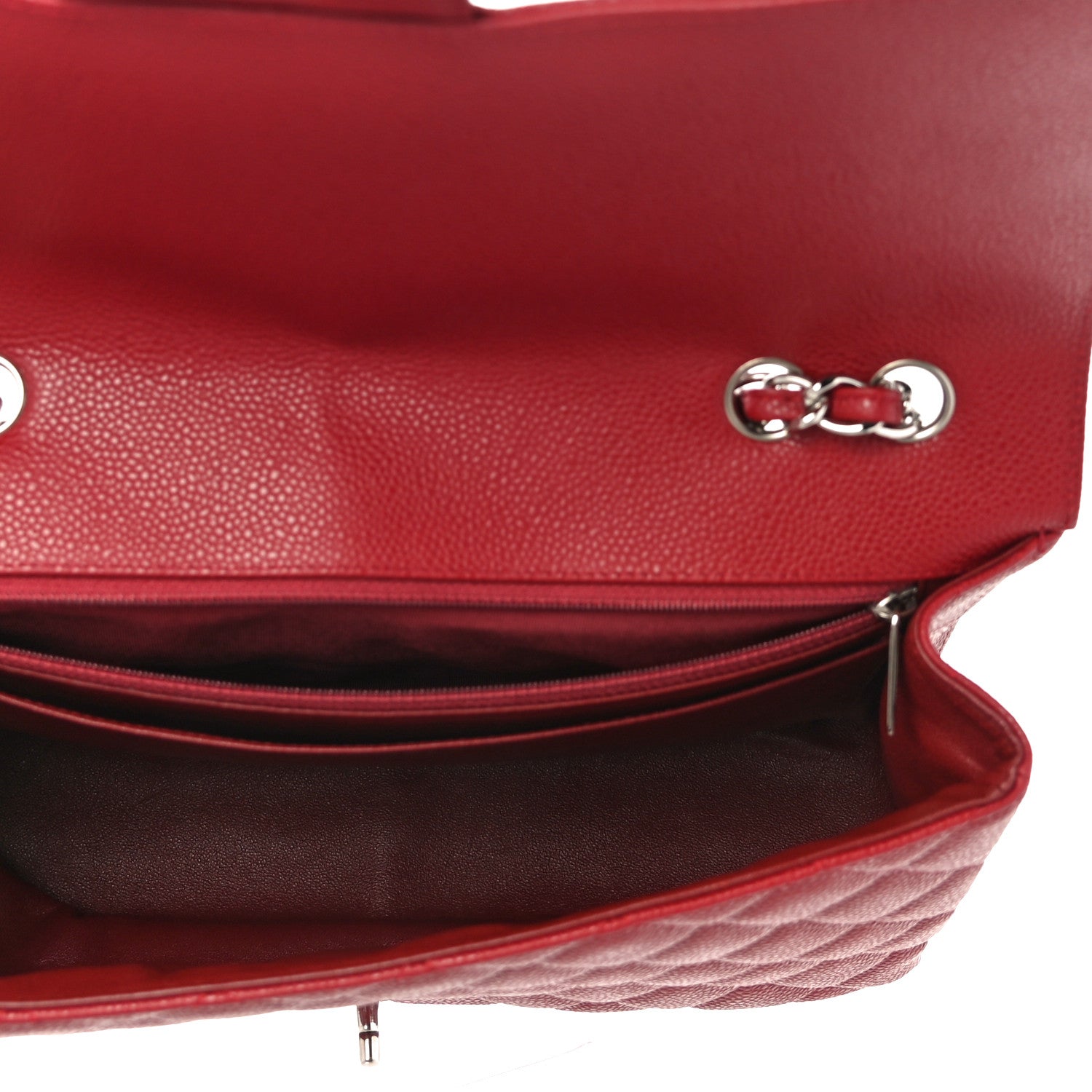 Chanel Caviar Quilted Jumbo Single Flap Red 5 of 10