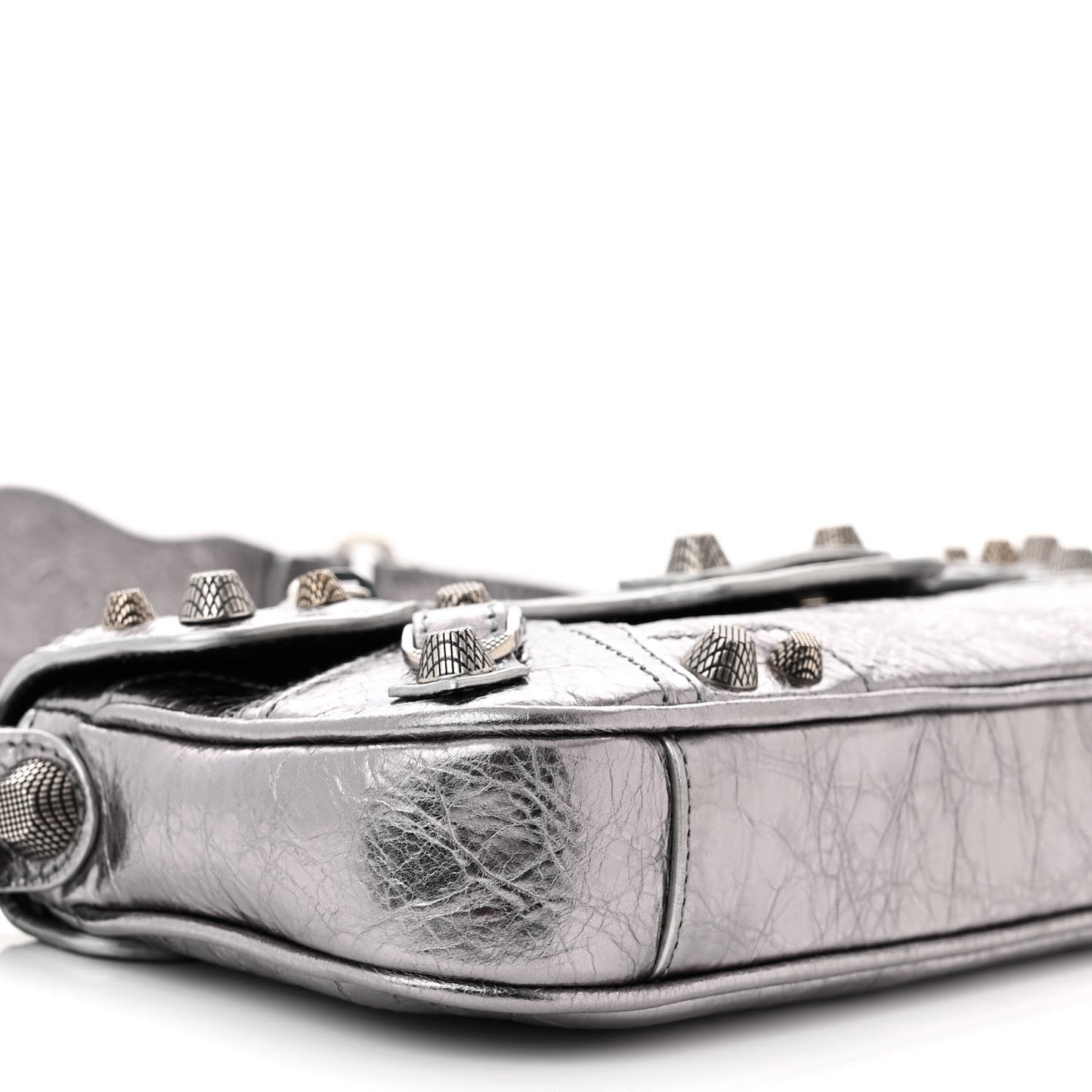 Metallic Agneau Arena Small Le Cagole Sling Bag Silver