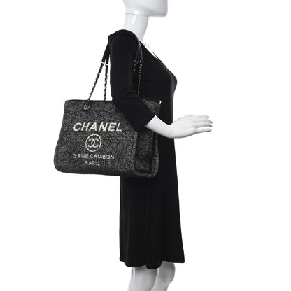 Chanel Mixed Fibers Calfskin Small Deauville Tote Black 2 of 10