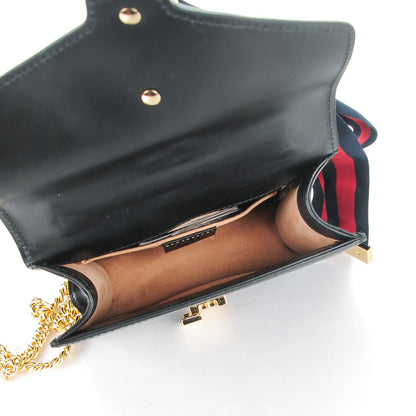 Gucci Calfskin Mini Sylvie Chain Shoulder Bag Black 5 of 7