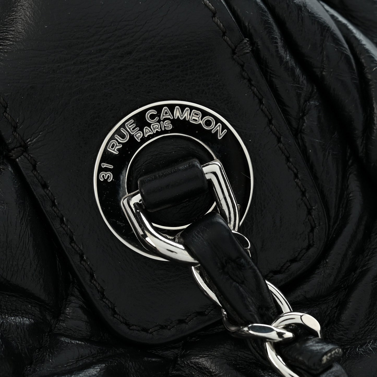 Aged Calfskin Chevron Medium Soft Bowling Bag Black