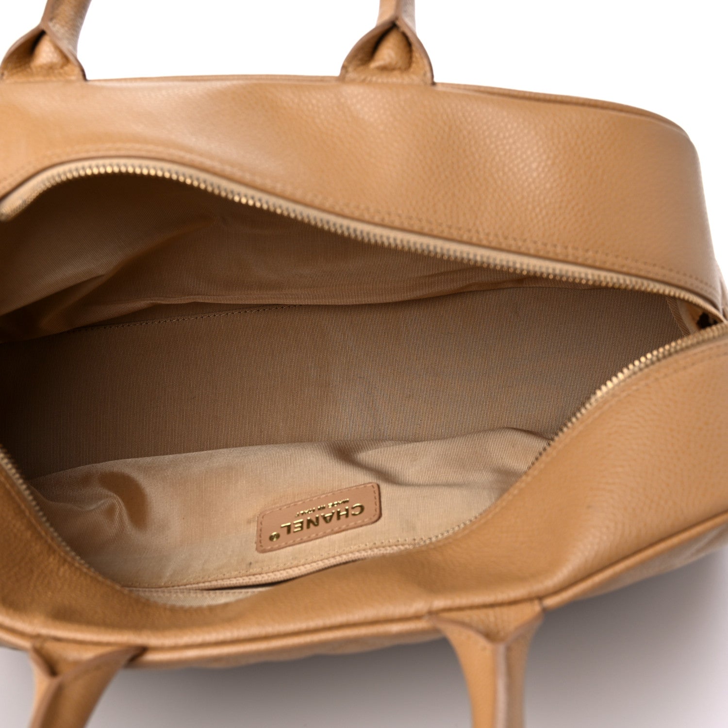 Chanel Caviar Quilted Large Bowler Bag Beige 6 of 14
