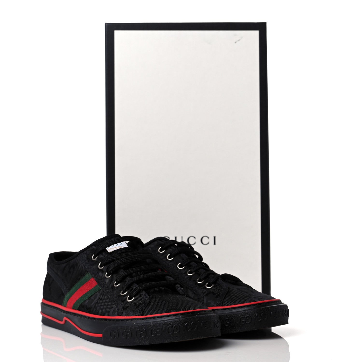Gucci Econyl Nylon Web Monogram Off The Grid Mens 1977 Tennis Sneakers 8.5 Black 8 of 8