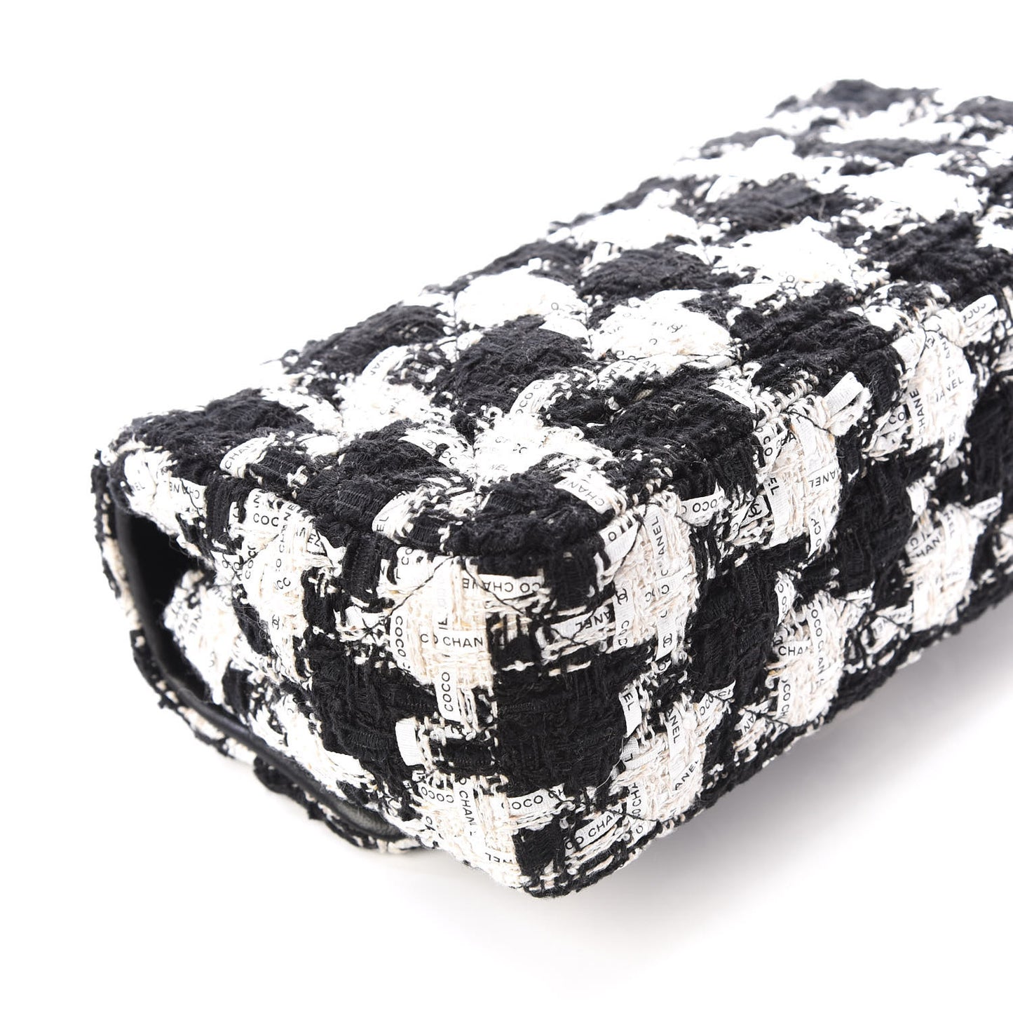Tweed Quilted Mini Rectangular Flap Black Ecru White