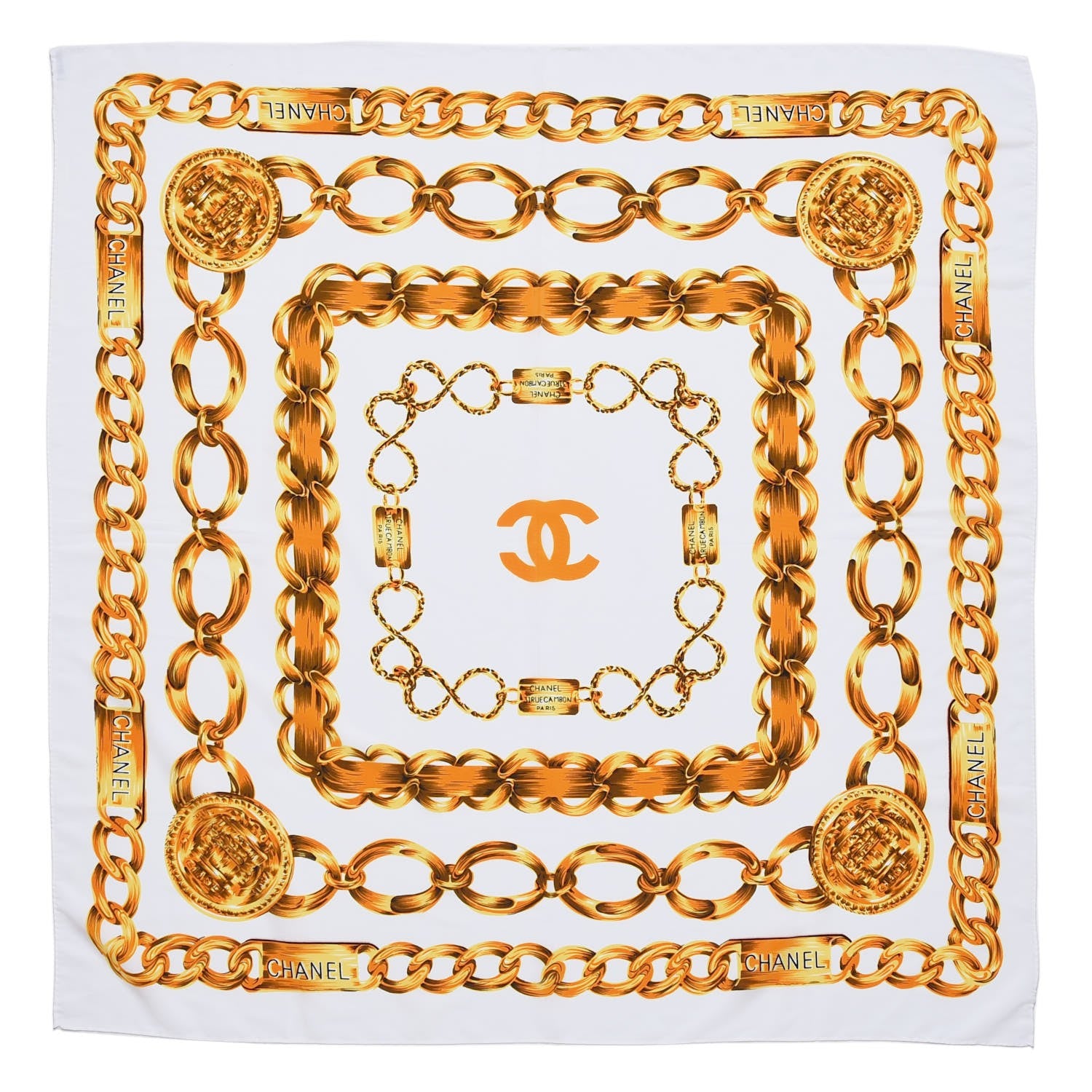 Chanel Silk CC Chain Scarf White 1 of 5
