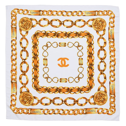 Chanel Silk CC Chain Scarf White 1 of 5