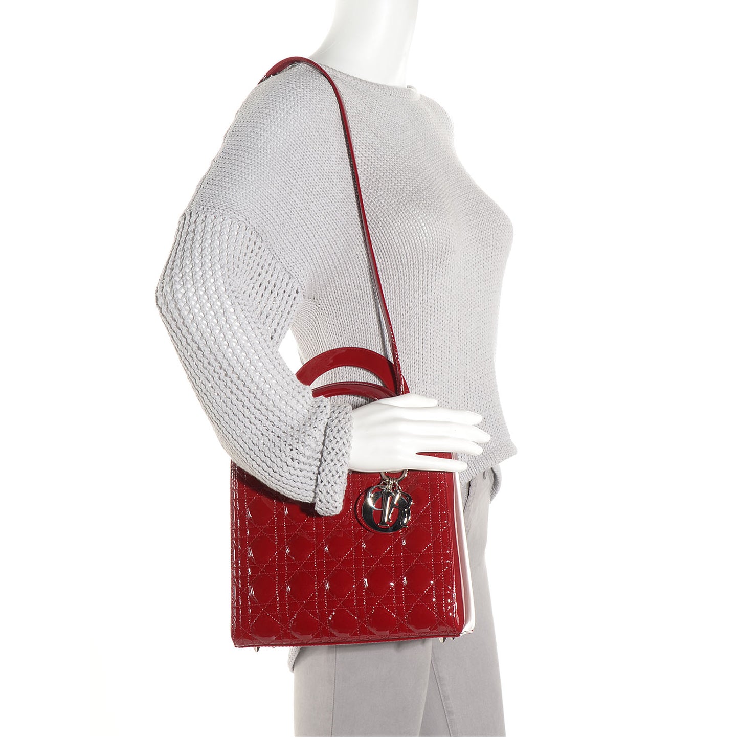Patent Cannage Medium Lady Dior Red