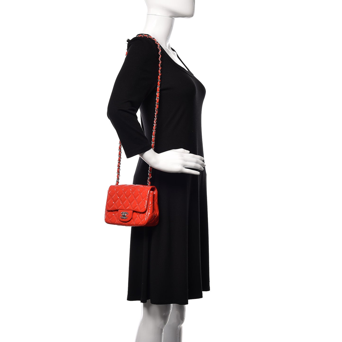Patent Quilted Mini Square Flap Red