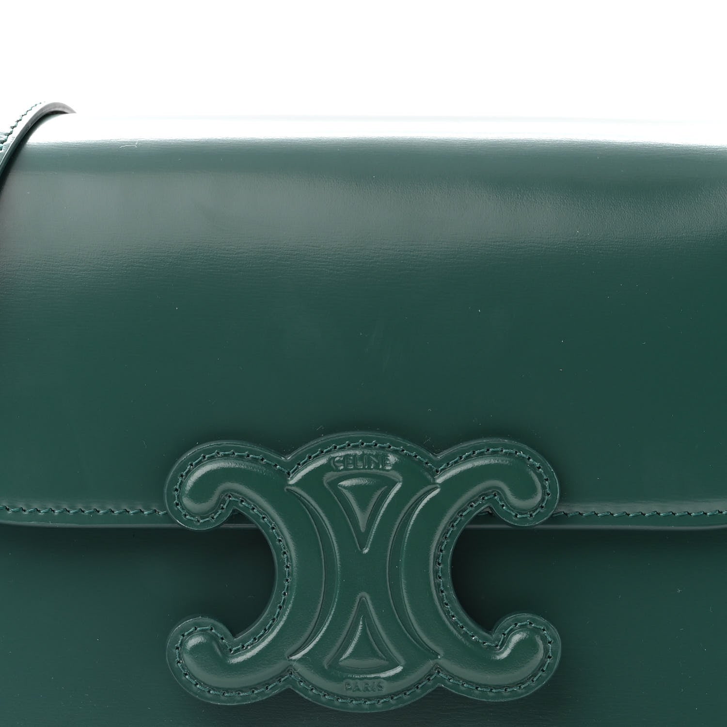 Celine Shiny Calfskin Teen Cuir Triomphe Pine Green 8 of 11