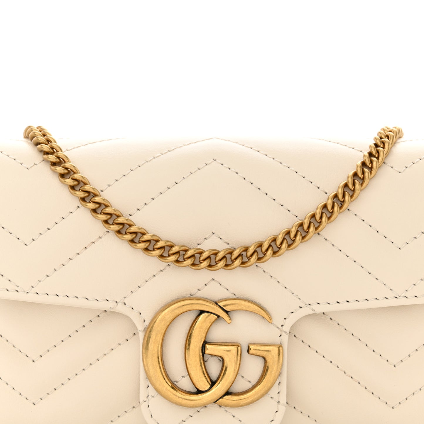 Calfskin Matelasse Super Mini GG Marmont Shoulder Bag White