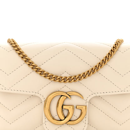 Gucci Calfskin Matelasse Super Mini GG Marmont Shoulder Bag White 8 of 10