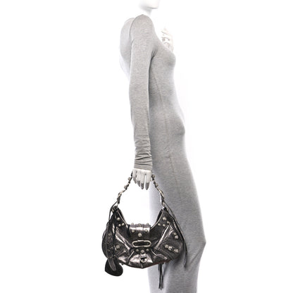 Balenciaga Metallic Agneau Arena Crystal Medium Le Cagole Shoulder Bag Silver 2 of 10