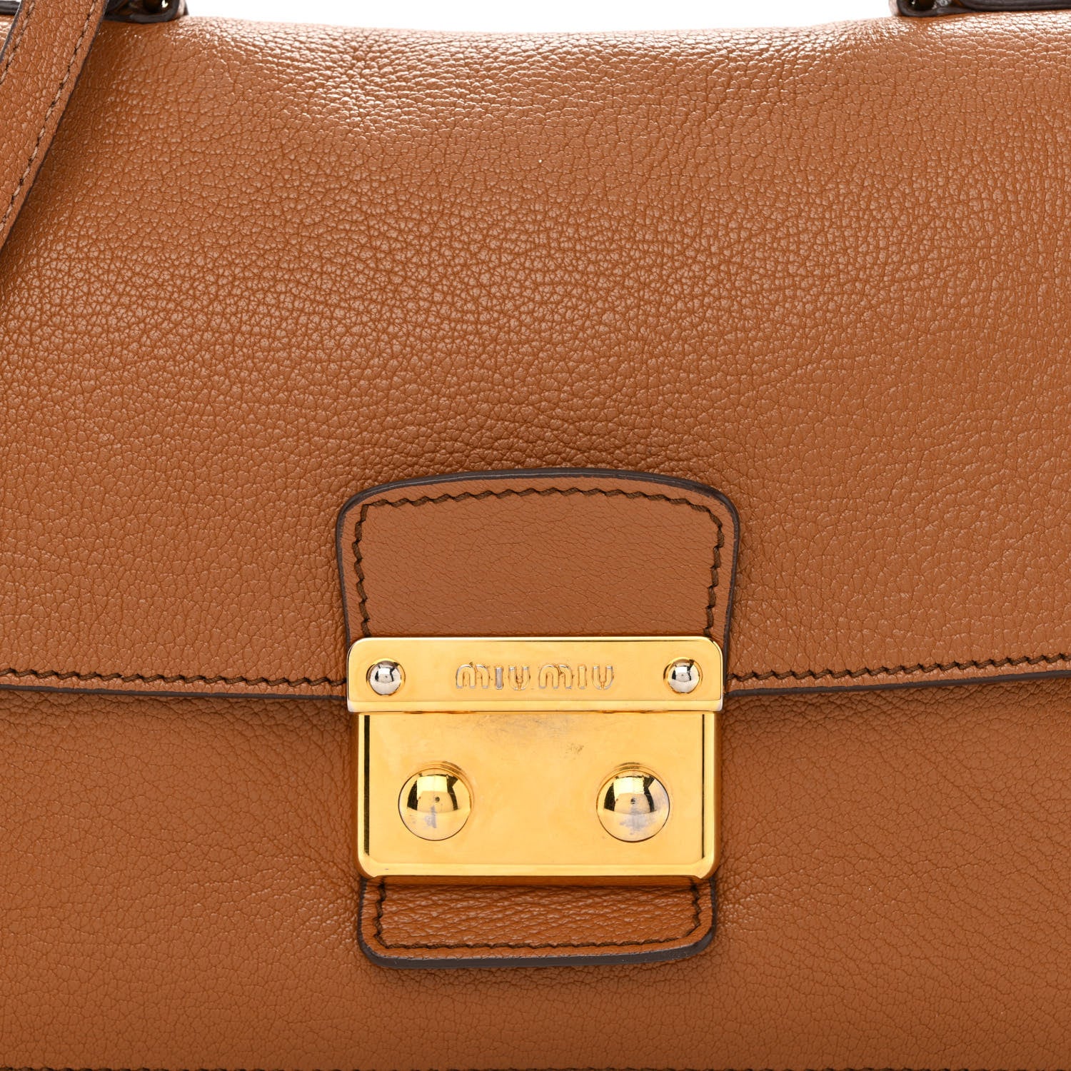 Miu Miu Goatskin Madras Shoulder Bag Cuoio 10 of 16