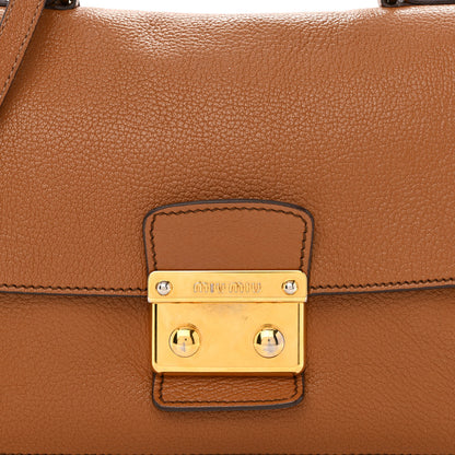 Miu Miu Goatskin Madras Shoulder Bag Cuoio 10 of 16