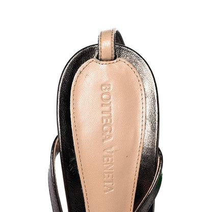 Bottega Veneta Metallic Lambskin Stretch Multi Strap 90mm Sandals 39 Fondant 7 of 8
