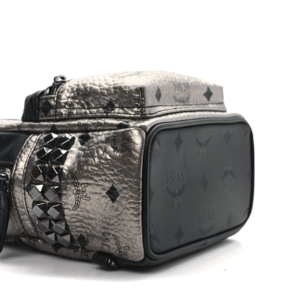 MCM Metallic Visetos Studded X-Mini Bebe Boo Backpack Silver 8 of 9